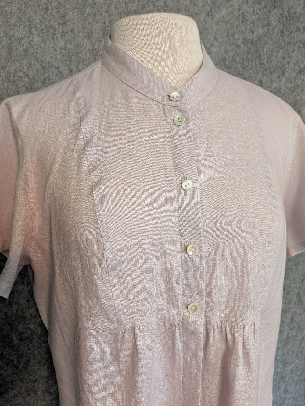 J. Jill Petite Pale Lilac Lightweight Linen Short Sleeve Top Lg